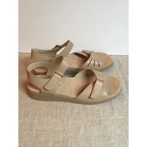 Rockport Natural Leather Ankle Strap Wedge Sandals size 10W